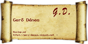 Gerő Dénes névjegykártya